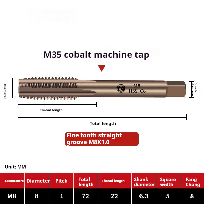 2122-M35 straight groove tap containing cobalt stainless steel, special fine tooth coarse tooth machine, tapping drill bit tool wire Shandong Denso Pricision Tools Co.,Ltd.